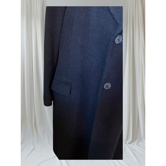 Vintage Silver Cloud Men’s Black Cashmere Blend Long Wool Overcoat Italy Fabric - Picture 3 of 8